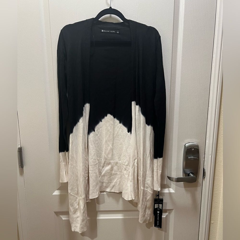 Blanc Noir Dip-Dye Long Cardigan - Black and White size S NWT - Picture 5 of 6